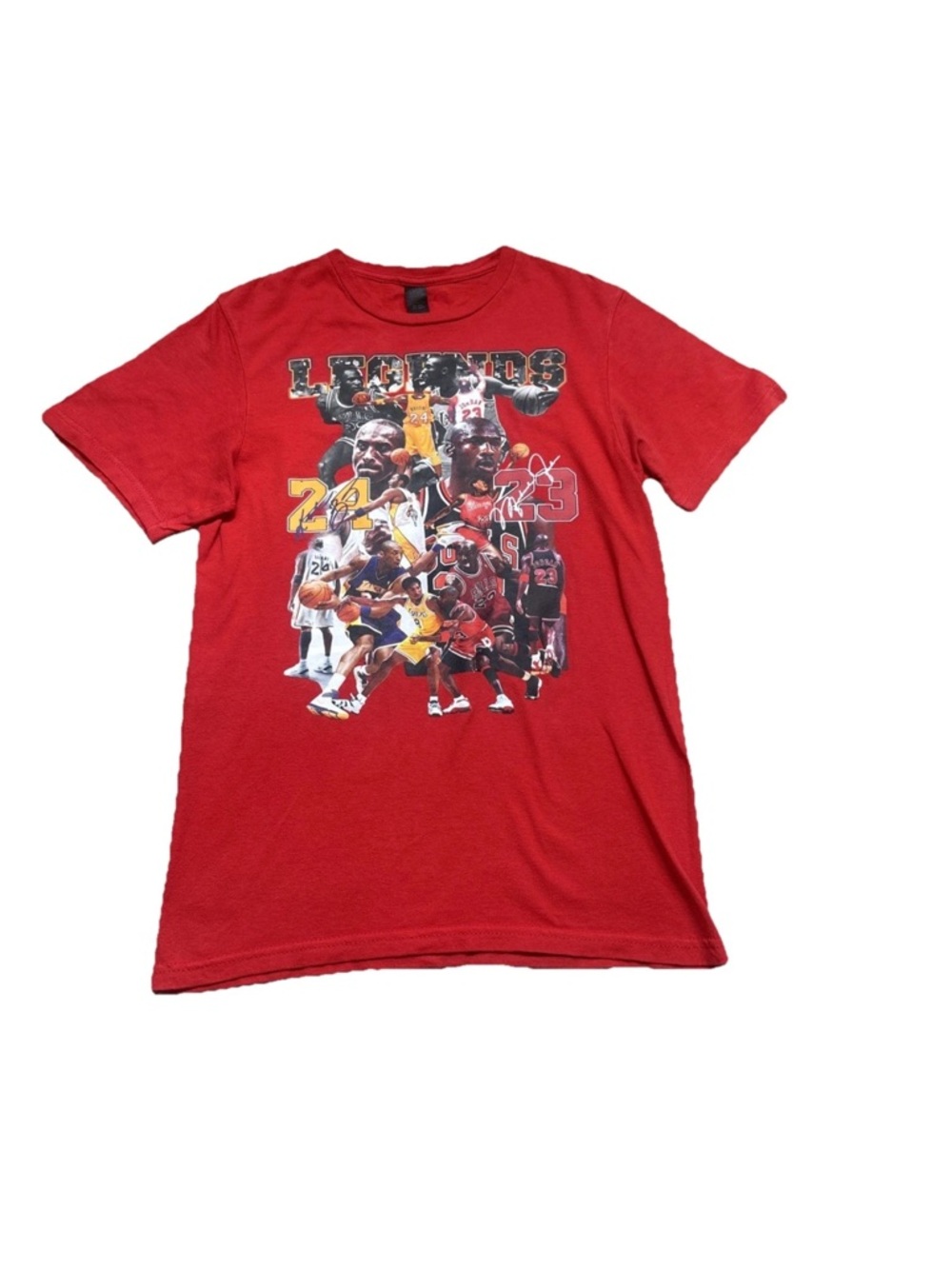 Legends Youth XS B-Ball Red Graphic Logo Michael Jordan Kobe Bryant Tee ‘GOATS’